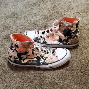 Tropical Floral Pink and Green Converse All Star